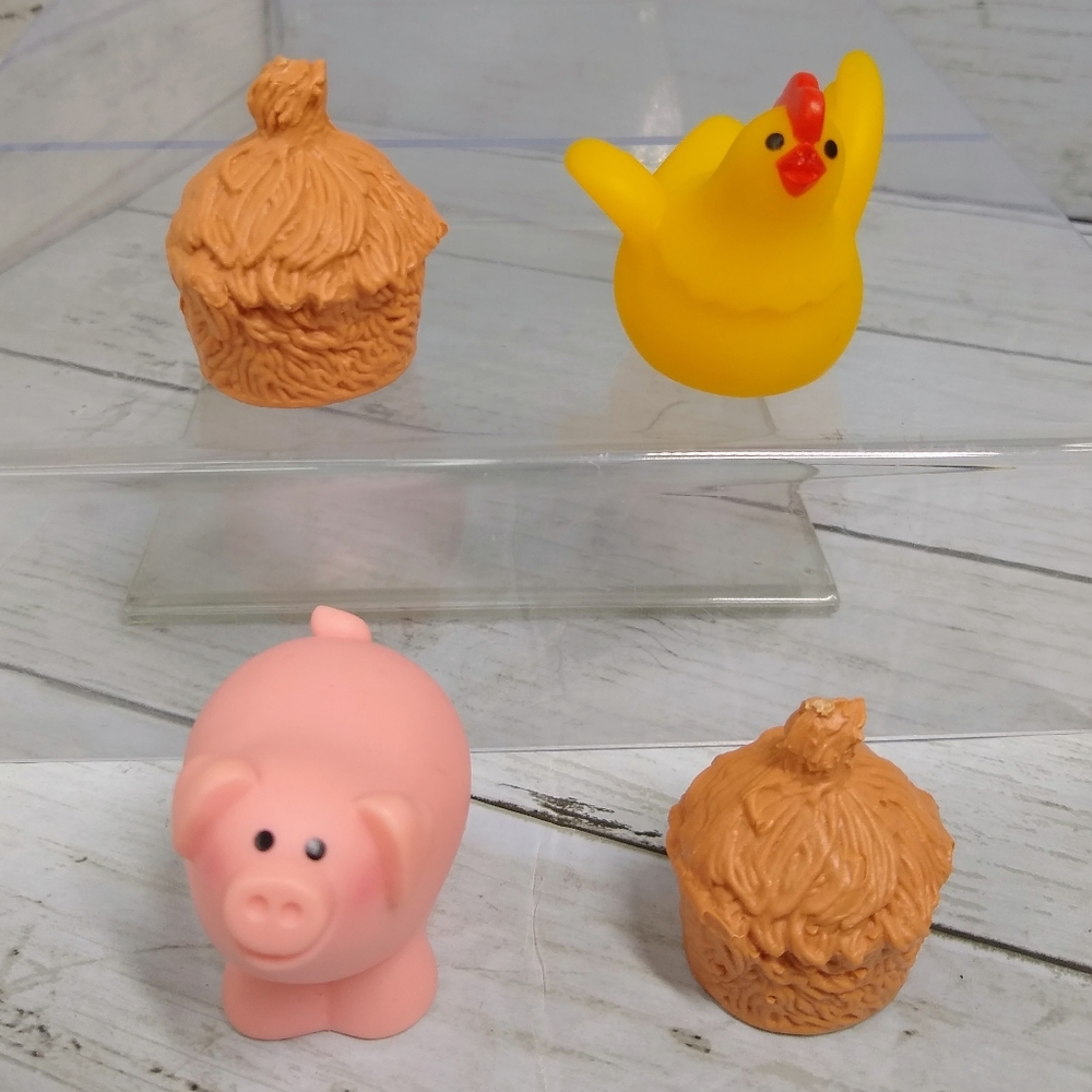 Vtg 1990 Fisher-Price Barnyard Animal Figures 1.75"t-2"t (4pc Replacement Set)